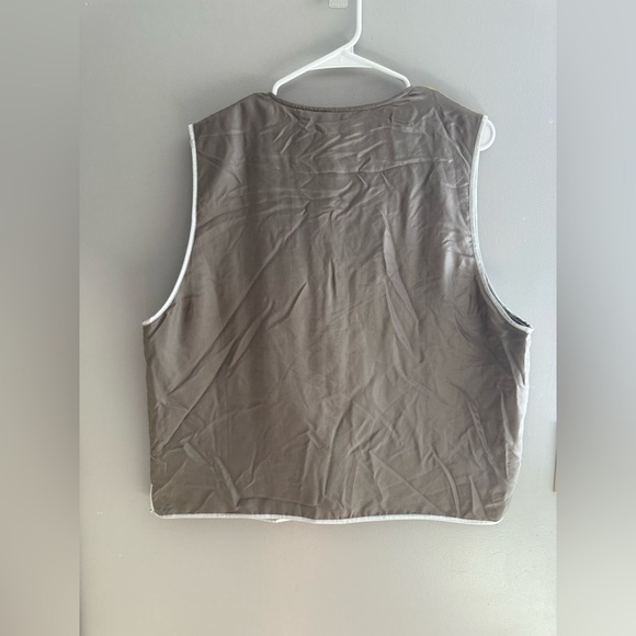 VTG Diane Gilman Metallic Tiger Print Button Front Vest Womens SZ M 100% Silk - Picture 6 of 8